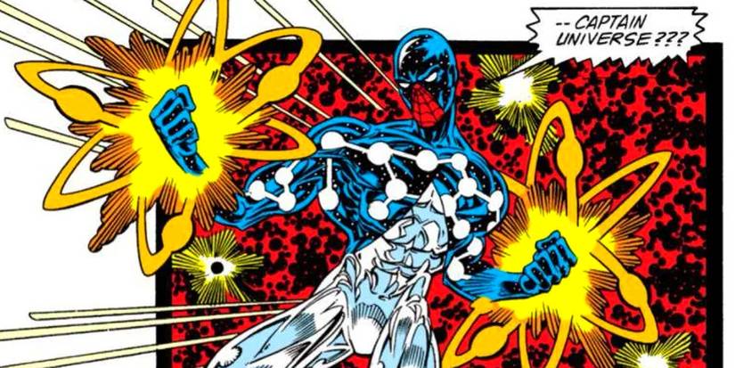 Spider-Man charges energy powers as Captain Universe in Marvel Comics