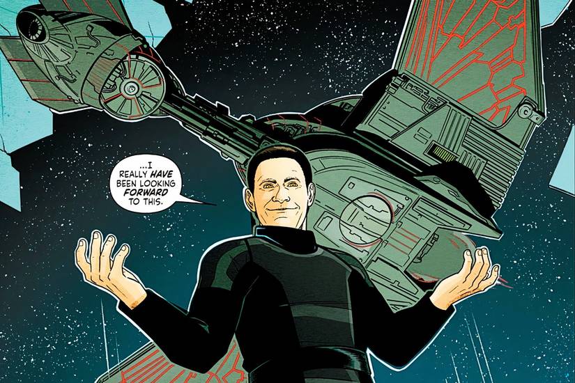 Star Trek #23, Lore backed up by a Romulan Warbird, says 'I've really been looking forward to this'