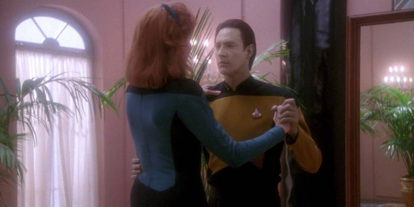 Star Trek TNG Data's Day Data Dr Crusher dancing 