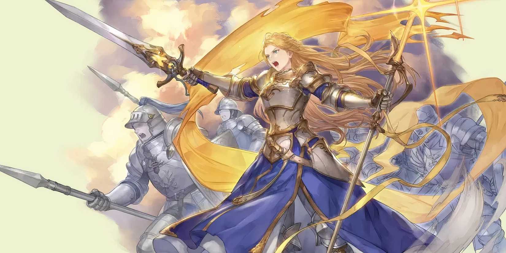 Gloria gets ready for battle with soldiers in Sword of Convallaria.