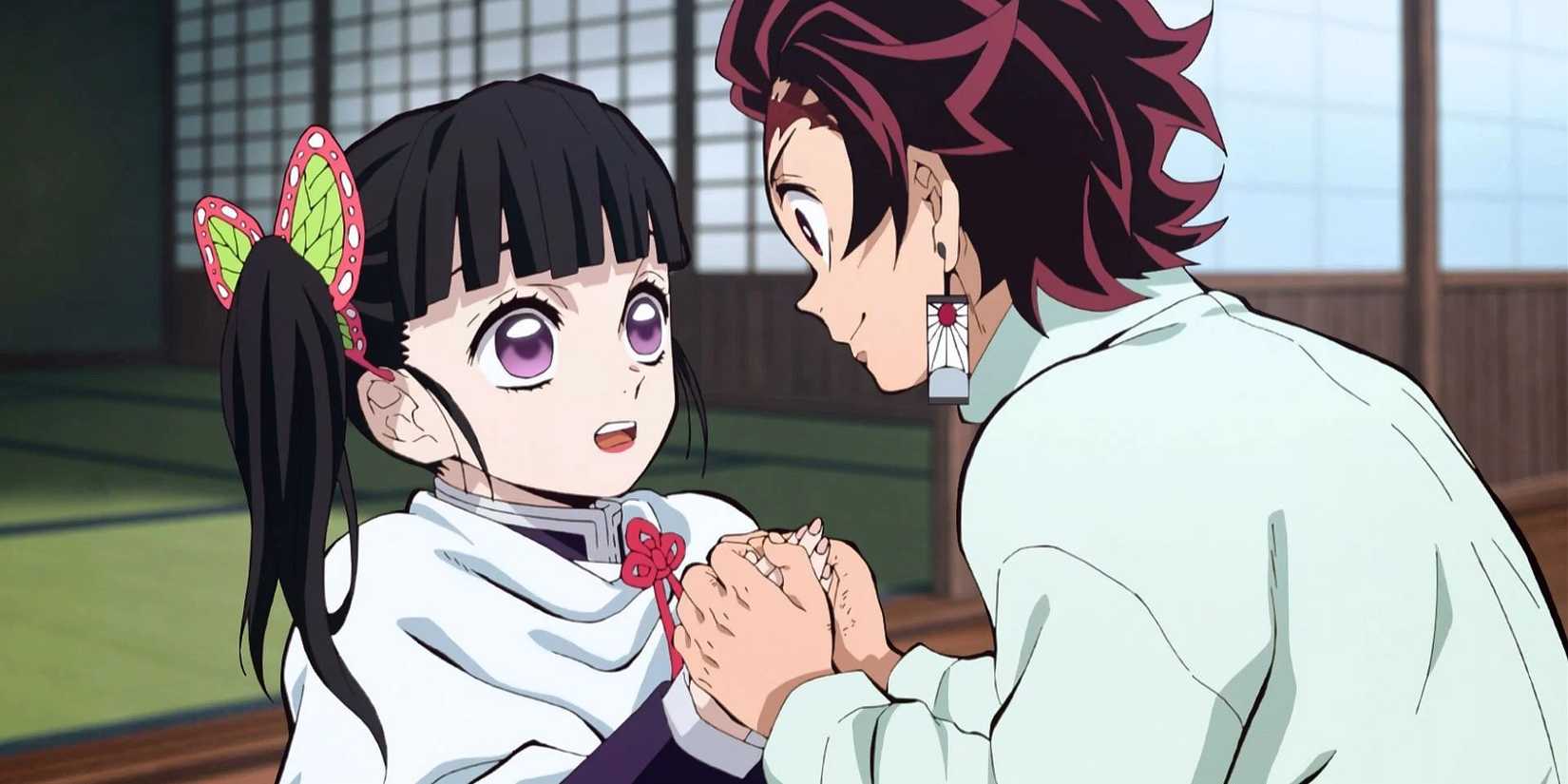 tanjiro kamado and kanao tsuyuri holding hands demon slayer 