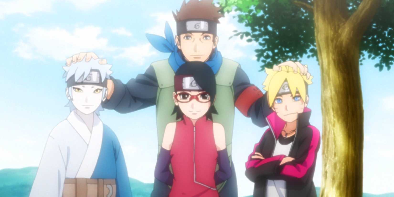 Foto do Time 7 Konohamaru, Boruto, Sarada e Mitsuki Boruto Episódio 227