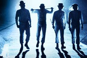 The Droogs appear under an overpass A Clockwork Orange