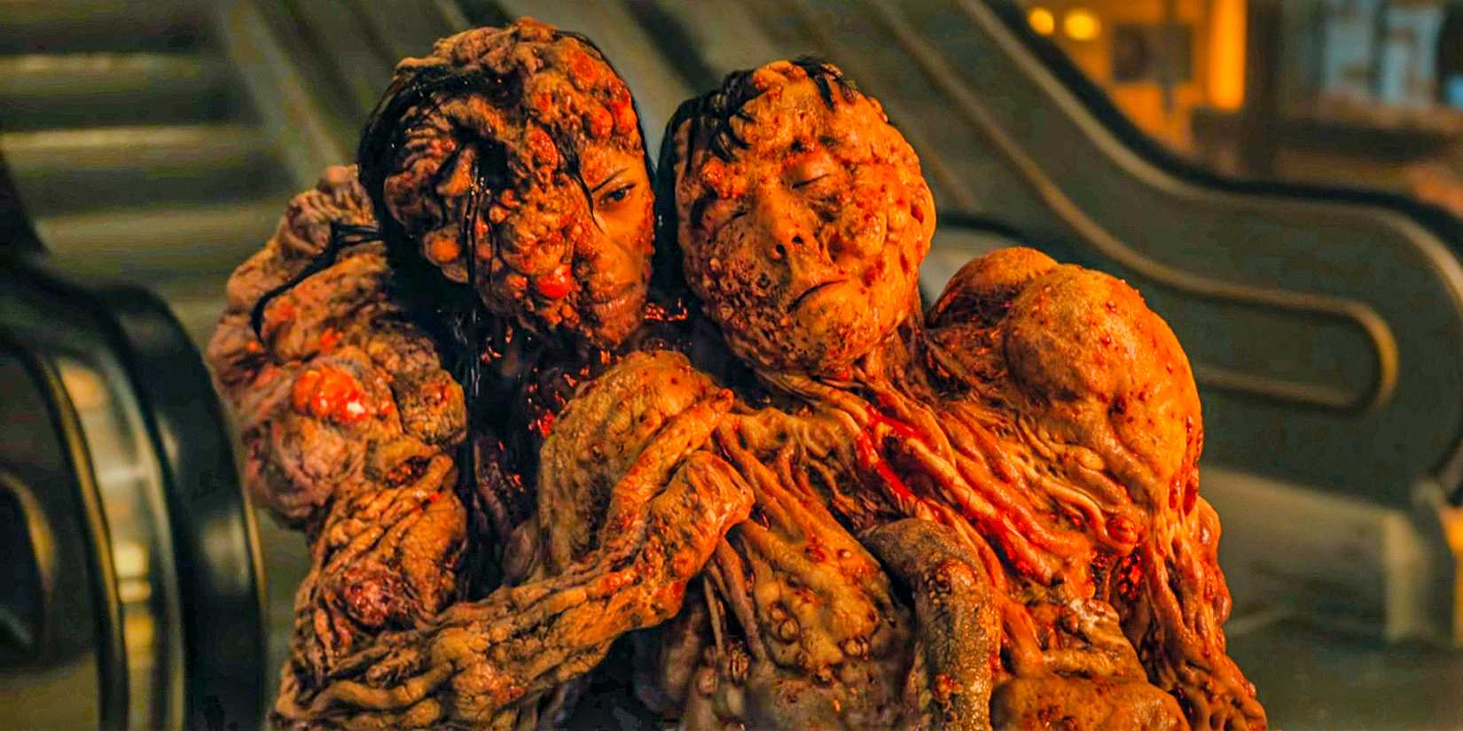 Jennifer and Ben with their bodies deformed, covered in blisters in The Umbrella Academy Season 4 Episode 6