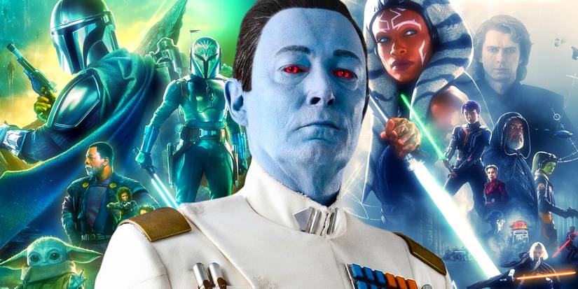 Thrawn com as séries da Nova República, The Mandalorian e Ahsoka, imagem customizada de Star Wars