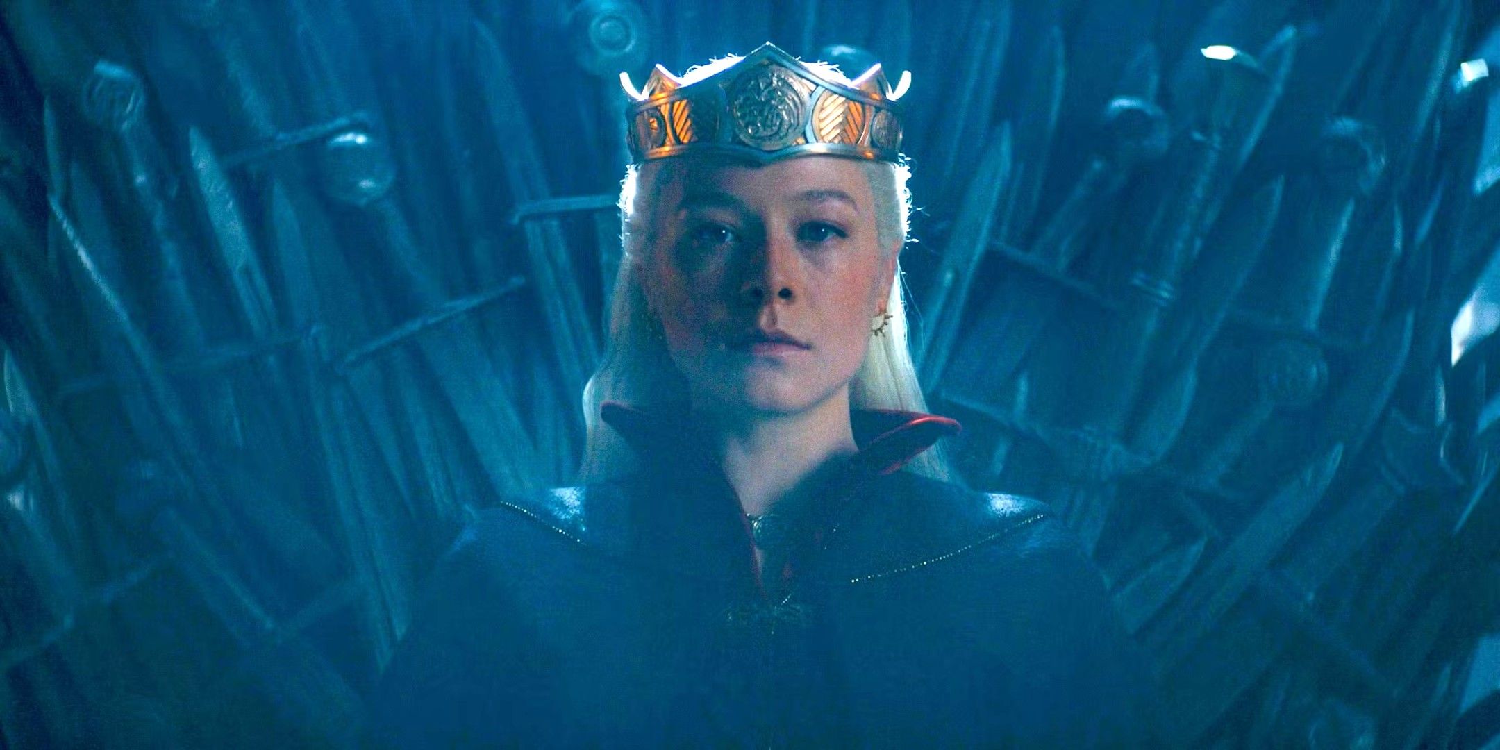 Rhaenyra sitting on the Iron Throne in House of the Dragon Season 2 Episode 8