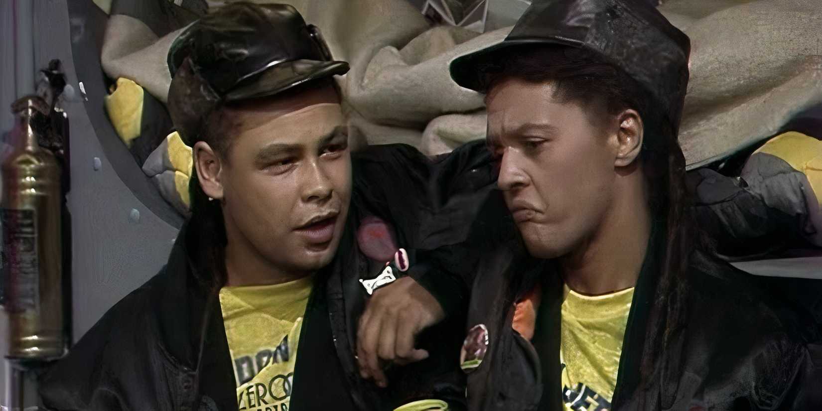 Craig Charles as Lister with Angela Bruce as his female counterpart, Deb, in the Red Dwarf episode Parallel Universe.