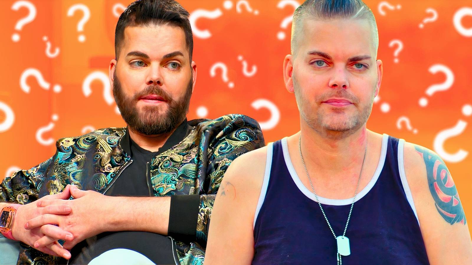 Tim Malcolm, ngôi sao chương trình 90 Day Fiance, mặc áo tank top không tay, mỉm cười và ngồi trong buổi ghi hình chương trình Tell All với chiếc áo khoác sang trọng.