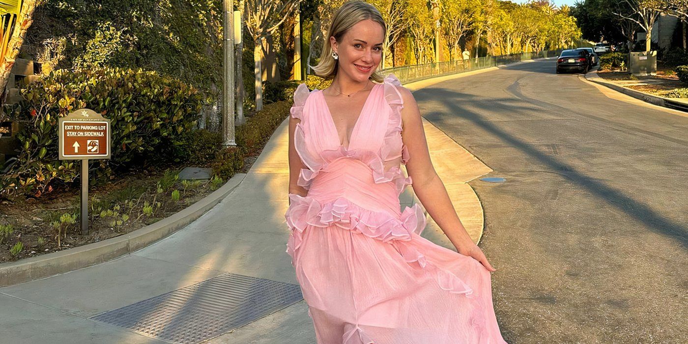 As vidas secretas das esposas mórmons Whitney Leavitt em um vestido rosa