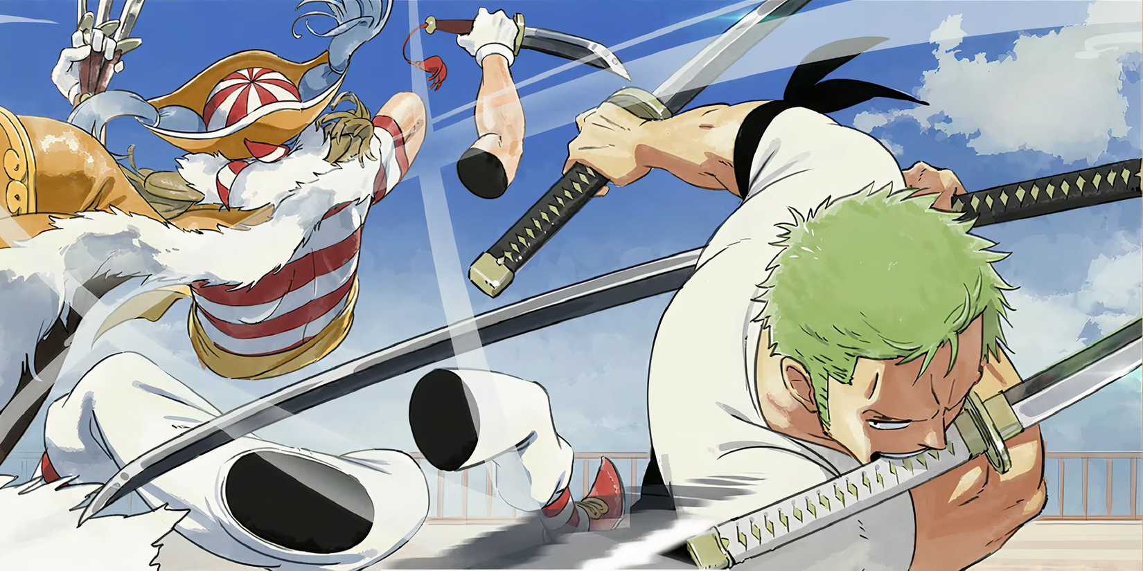 Zoro defeating buggy in new one piece remake concept art