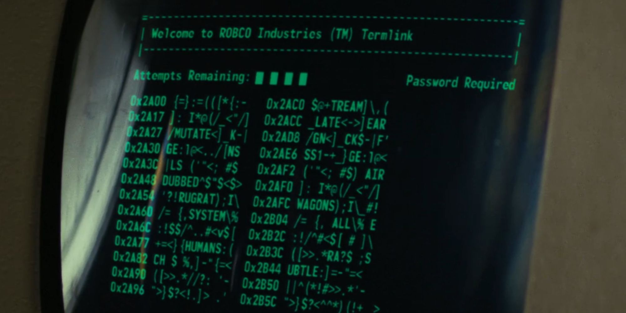 A terminal being hacked in FalloutA terminal being hacked in Fallout