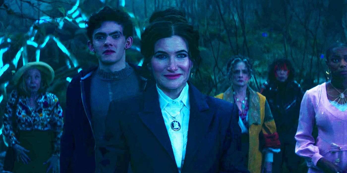 Agatha and her coven on the Witches' Road in Agatha All Along episode 2