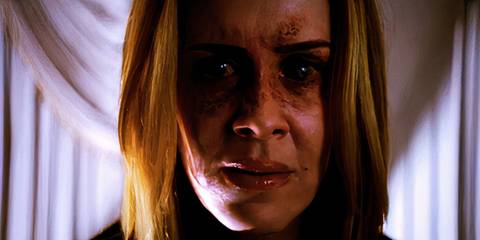 Cordelia Goode (played by Sarah Paulson) from American Horror Story: Coven looking worried