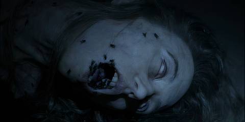 Violet Harmon's (played by Taissa Farmiga) corpse in rigor mortis in American Horror Story: Murder House