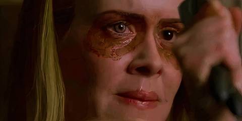 Cordelia Goode (played by Sarah Paulson) from American Horror Story: Coven looking hesitant