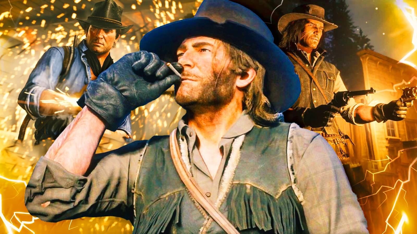 Arthur Morgan from Red Dead Redemption 2 shooting