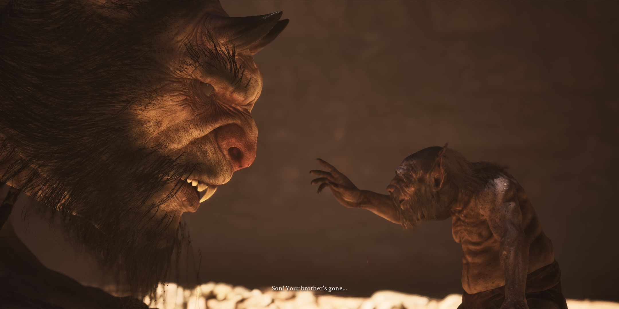 The King of Flowing Sands reaching out a hand toward the First Prince in Black Myth: Wukong.