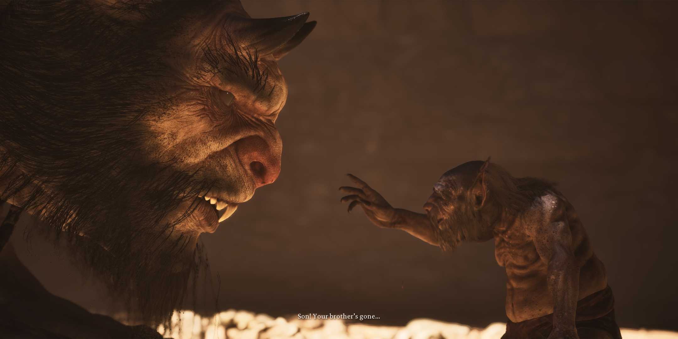 The King of Flowing Sands reaching out a hand toward the First Prince in Black Myth: Wukong.