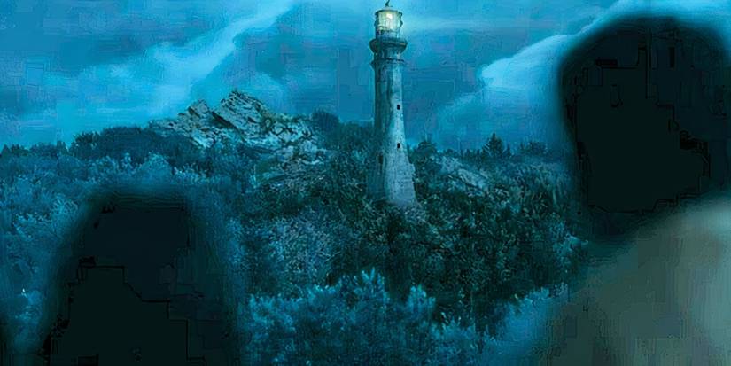 Boyd and Sara stare at the lighthouse in From
