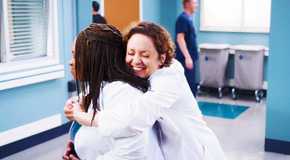 Chandra Wilson as Miranda Bailey and Kali Rocha as Sydney Heron in Grey's Anatomy season 21 episode 1
