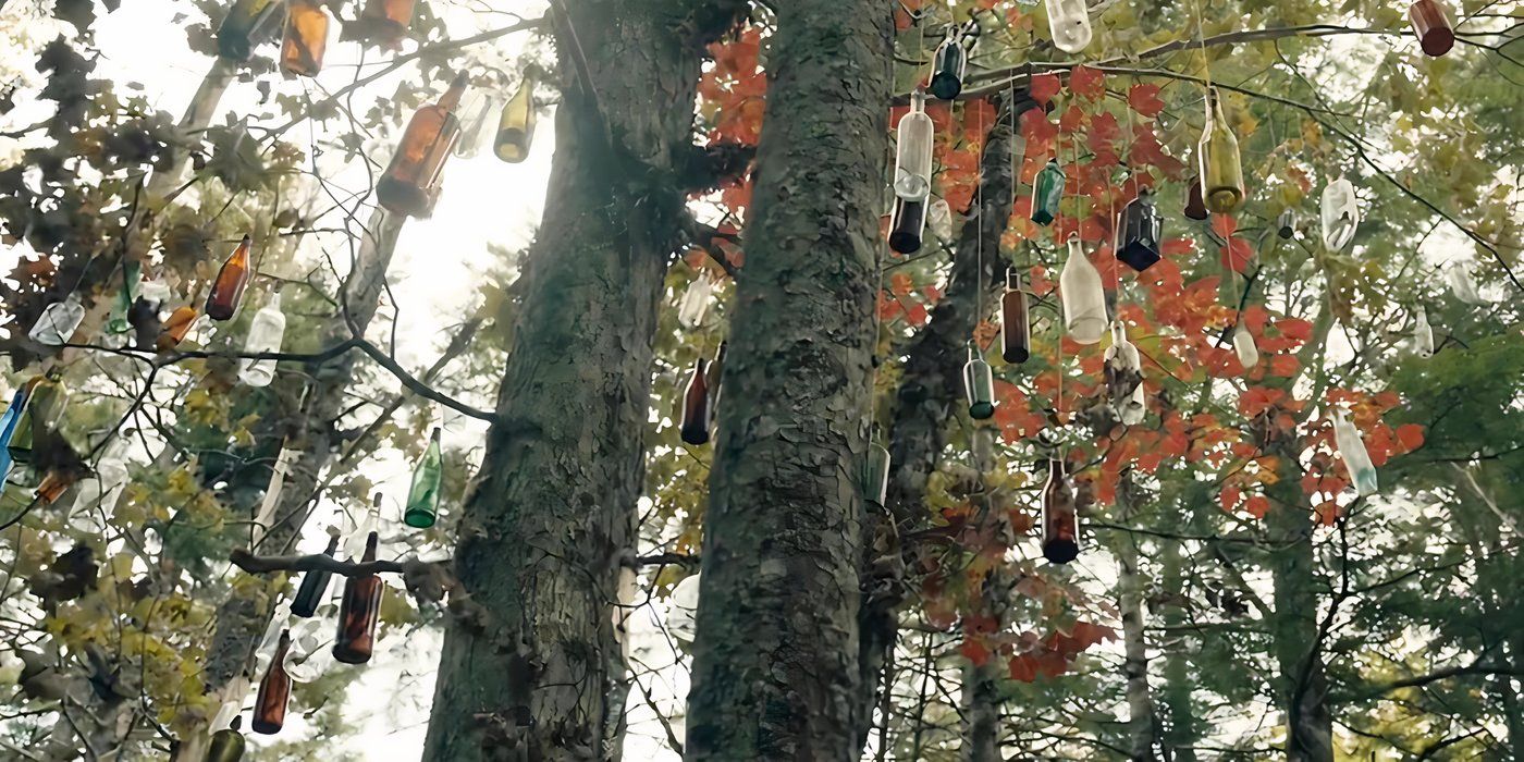 Close-up of the bottle tree in From