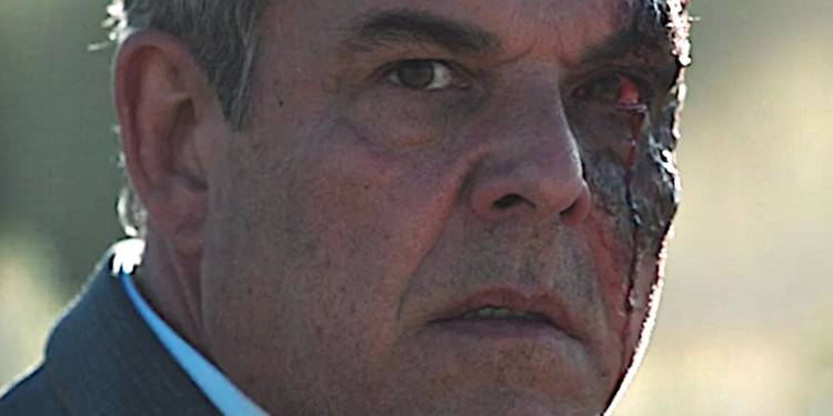 Dan Jenkins (Danny Huston) with his face destroyed in Thomas Rainwater's dream in Yellowstone. copy