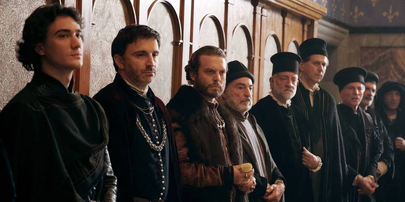 Daniel Caltagirone, Andy Luotto, Lex Shrapnel, Gerolamo Alchieri, and Eugenio Franceschini in Medici