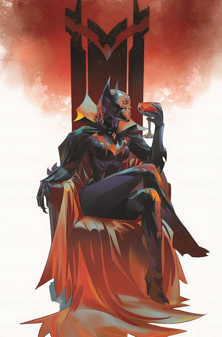 59 Years Later, Classic Batgirl Officially Unveils Her Darkest Redesign of All Time 8 Comic book cover: Vampire Queen Batgirl sits on her throne.
