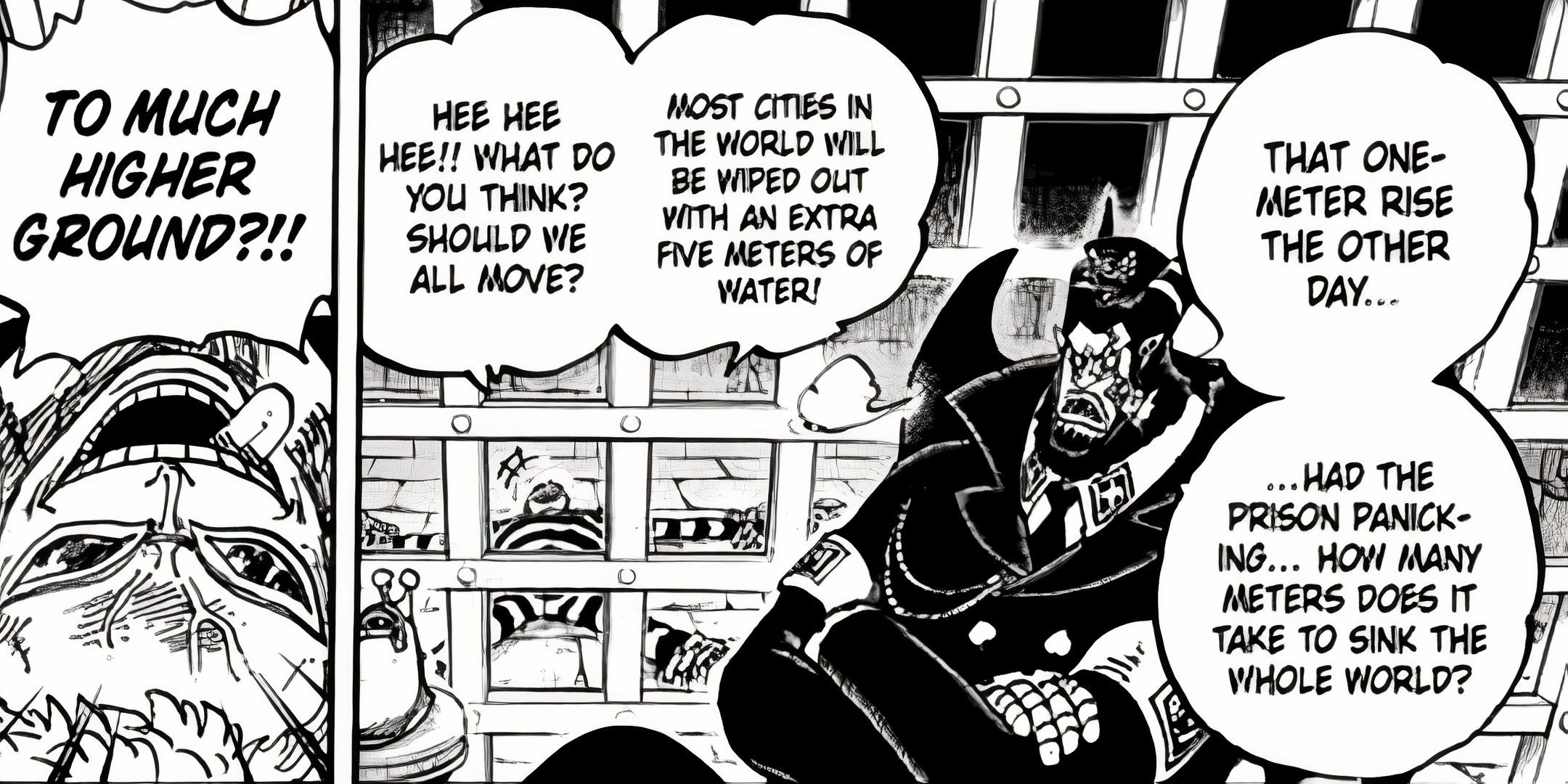 Camée de Doflamingo et Magellan pendant le message de Vegapunk en une seule pièce
