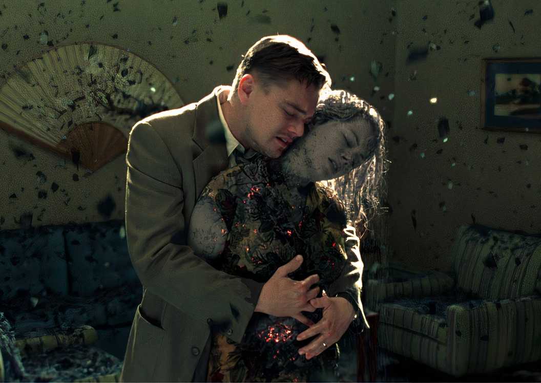 Dolores (Michelle Williams) turns to ash in Teddy's (Leonardo DiCaprio) arms in Shutter Island