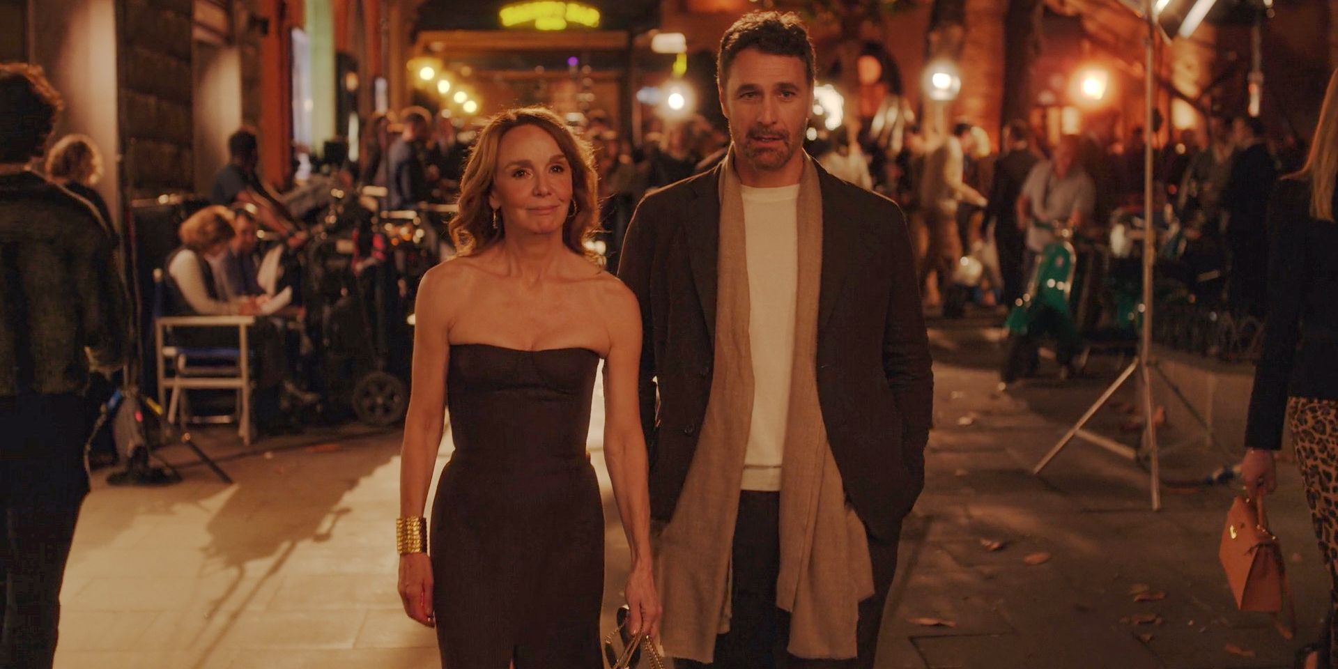 Sylvie (Philippine Leroy-Beaulieu) on a date with Giancarlo (Raoul Bova) in Rome in Emily in Paris Season 4 Episode 10