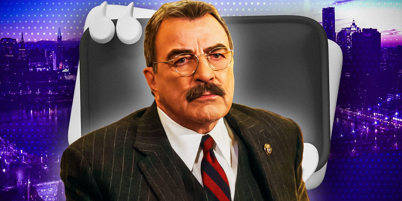 Custom image of Blue Bloods' Frank Reagan (Tom Selleck) against the backdrop of New York City from the opening titles