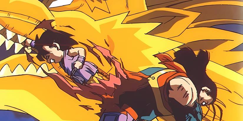 Goku uses the Dragon Fist to defeat Super Android 17 in Dragon Ball GT.
