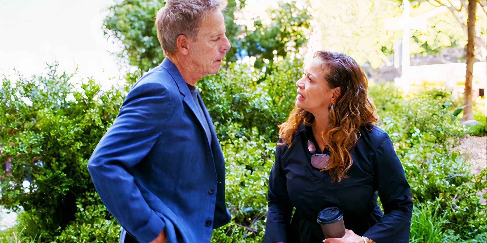 Greg Germann as Tom Koracick and Debbie Allen as Catherine Fox in Grey's Anatomy season 19 episode 5