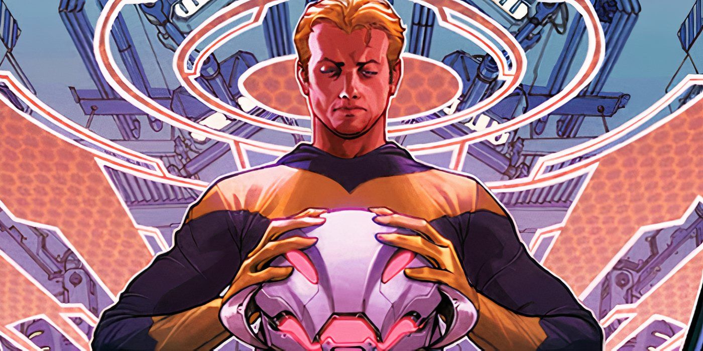 Hank Pym holding Ultron's head in Marvel Comics