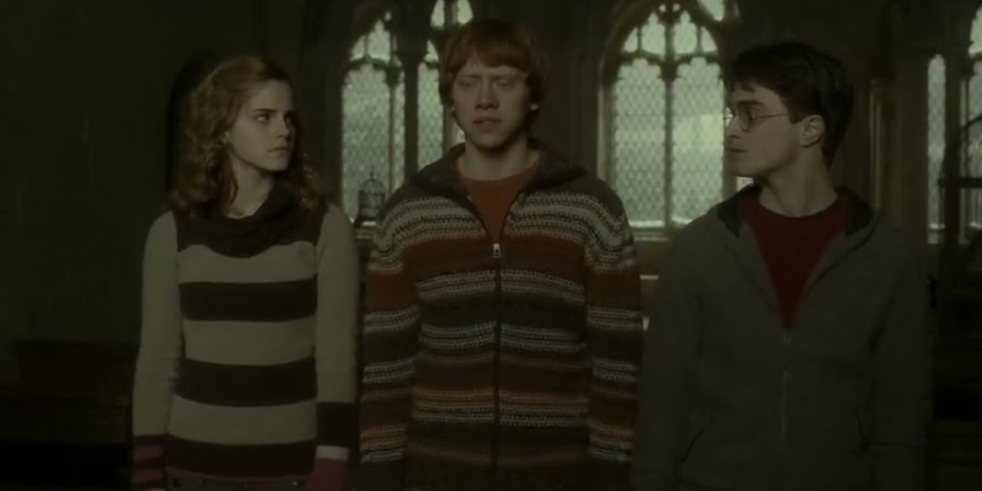 Harry, Ron, and Hermione in Harry Potter and the Half-Blood Prince