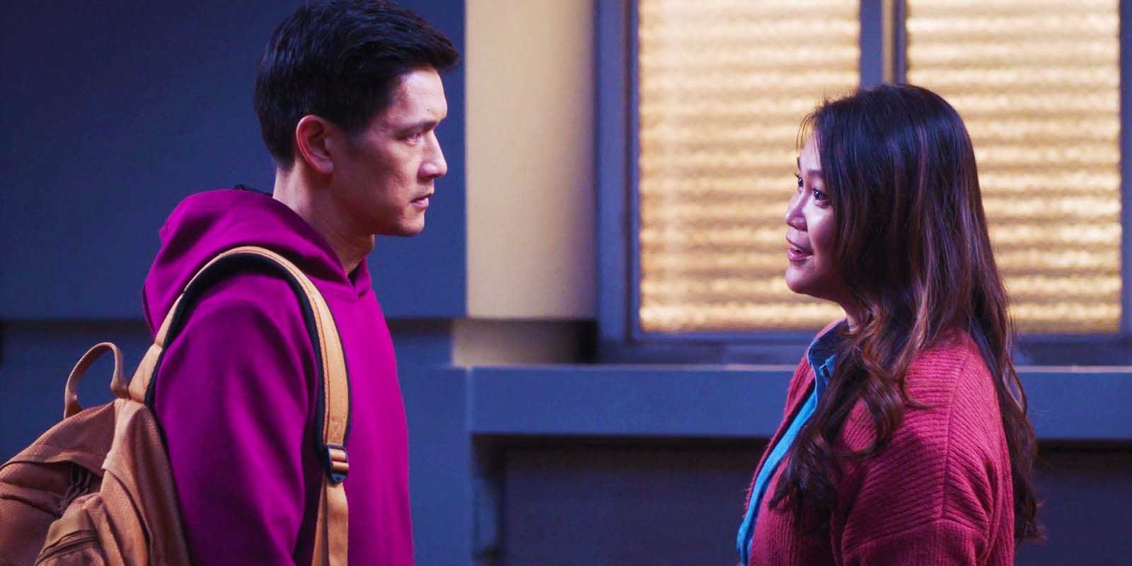 Harry Shum Jr. as Benson Blue Kwan and Dianne Doan as Molly Tran in Grey's Anatomy season 21 episode 1-1