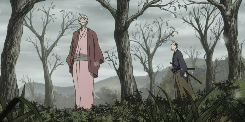 House of Five Leaves Akitsu and Yaichi in the woods
