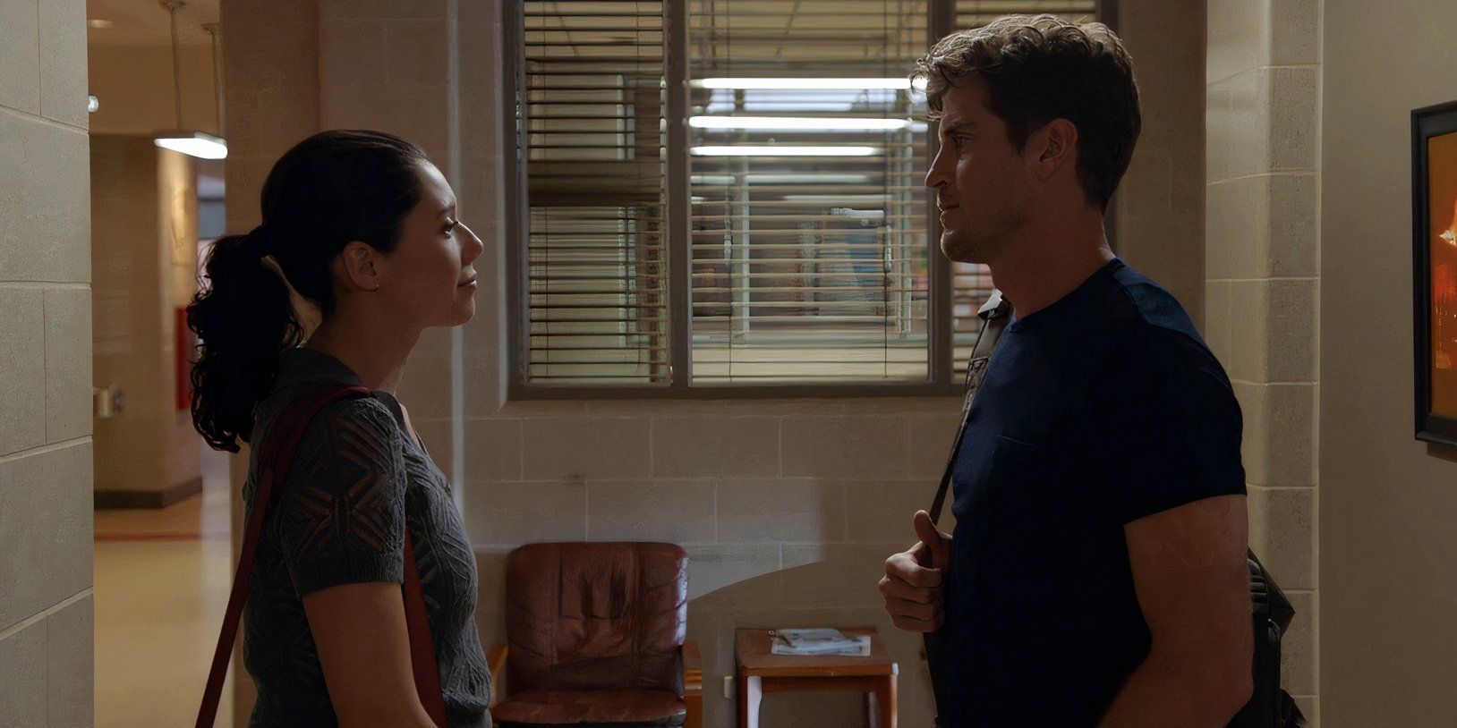 Jake Lockett as Sam Carver and Hanako Greensmith as Violet Mikami in Chicago Fire season 13 (1)-1