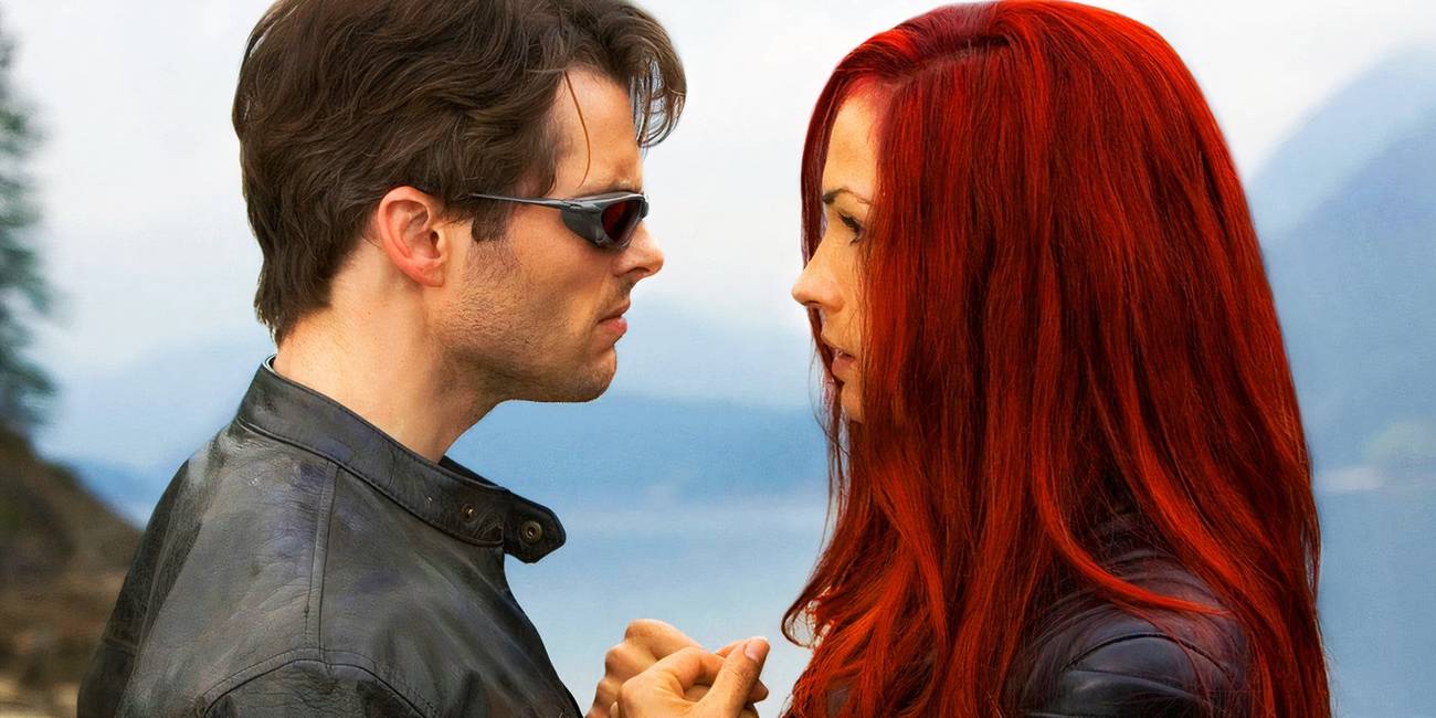 James Marsden jako Cyclops rozmawia z Famke Janssen jako Jean Grey w X-Men: The Last Stand
