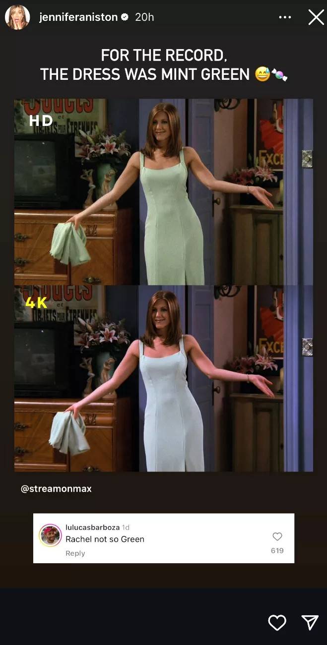 Jennifer Aniston Settles Rachel Dress Debate After Friends 4K Streaming Update Goes Viral Jennifer Aniston Settles Rachel Dress Debate After Friends 4K Streaming Update Goes Viral