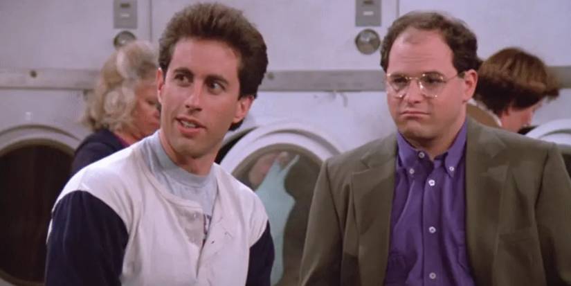 Jerry (Jerry Seinfeld) e George (Jason Alexander) em uma lavanderia no episódio piloto de Seinfeld