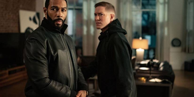 joseph sikora as tommy egan and omari hardwick as james ghost st patrick talking in power season 3 episode 6 2