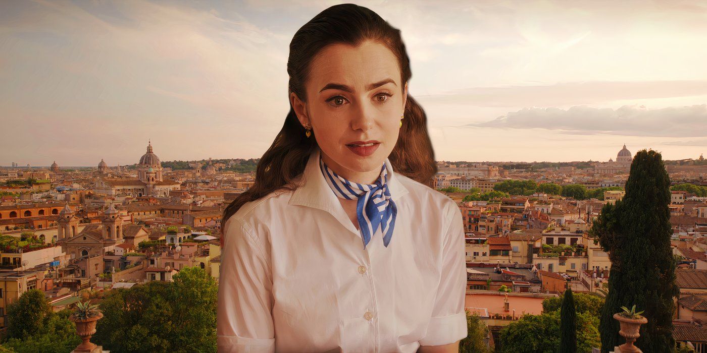 Lily Collins as Emily Cooper in Rome in Emily in Paris season 4 custom image