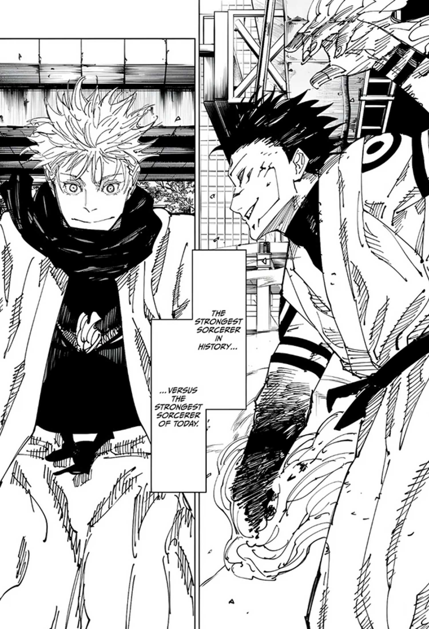 15 Most Iconic Manga Panels Of All Time 2 manga panel of Gojo and Sukuna getting ready to fight