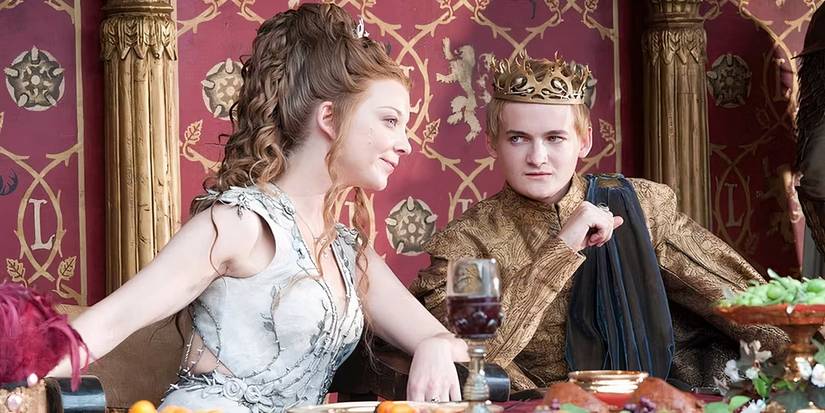 King Joffrey glaring at Margaery Tyrell during a meal in Game of Thrones