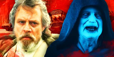 Mark Hamill as Luke in Star Wars The Last Jedi and Ian McDiarmid as Palpatine in Rise of Skywalker