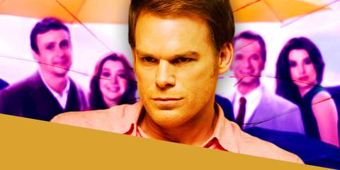 Michael C Hall as Dexter in front of the Cast of How I Met Your Mother