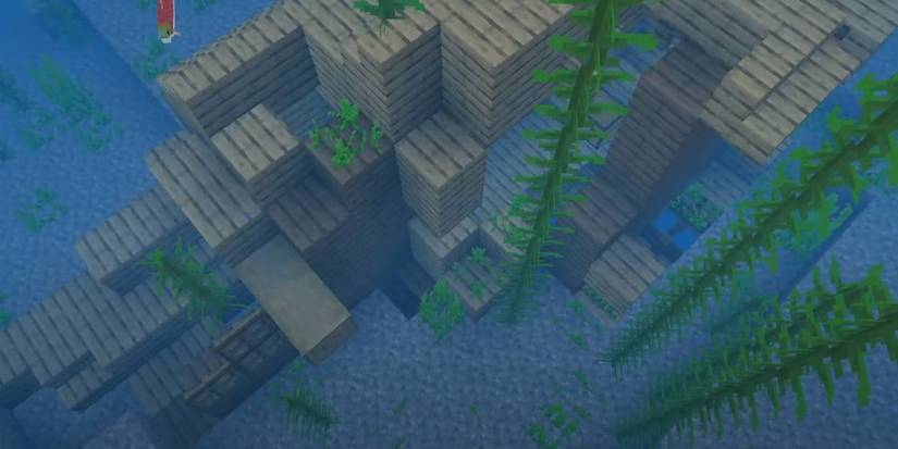 Minecraft Sunken Ship Filled with Treasure Spawned from Speedrun World Seed.