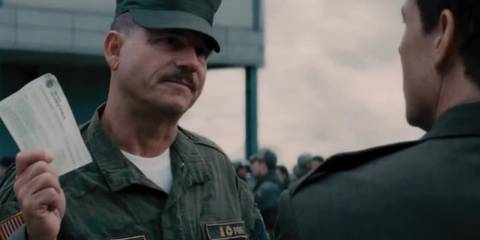 Bill Paxton holding a letter in Edge of Tomorrow